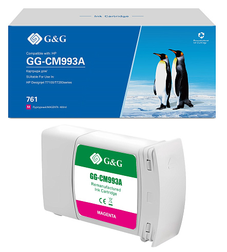 GG-CM993A G&G струйный пурпурный картридж 761 для HP Designjet T7100/T7200 400ml